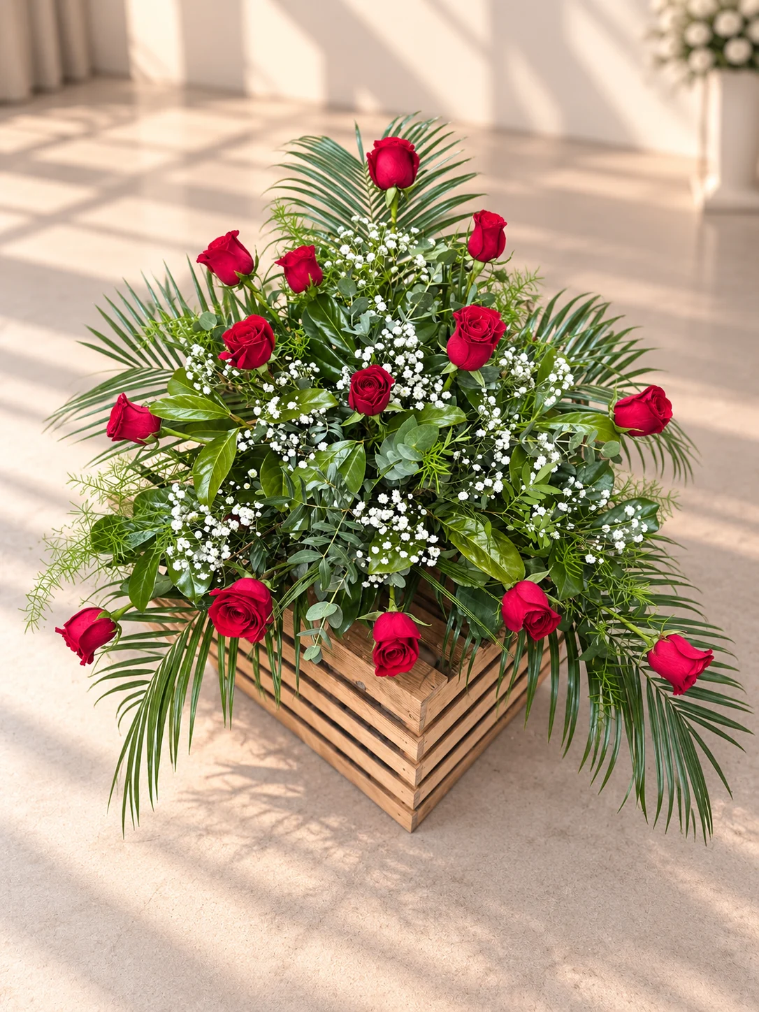 Ikebana s červených růží